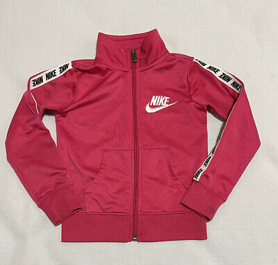 Nike Pink Logo Track Jacket Full Zip Girls Size 4 XS
