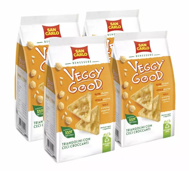 4X San Carlo Veggy Good Triangolini con Ceci Croccanti 65g Snack Vegano