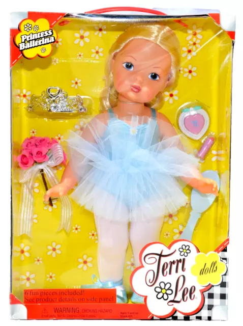 Terri Lee Princess Ballerina Doll 16" Blue tutu Blond 2004 6pc Playset