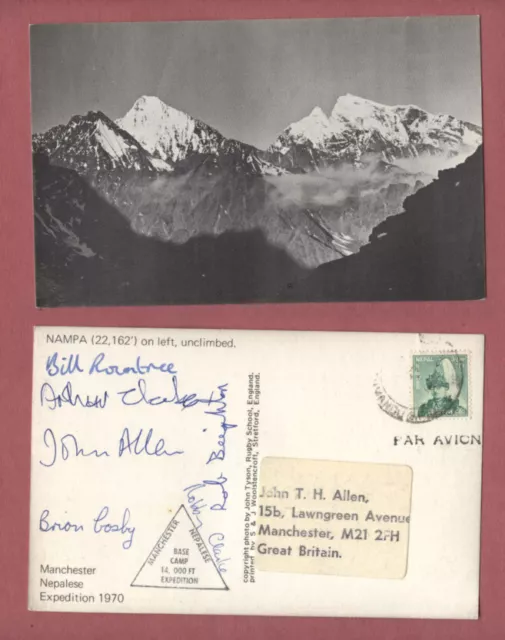 Nepal 1970 Manchester Nepalese Nampa Expedition multi signed postcard