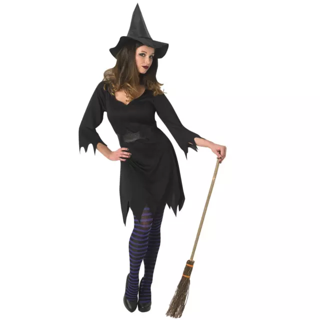 Femmes Classique Gothique Noir Sorcière Halloween Effrayant Costume Déguisement