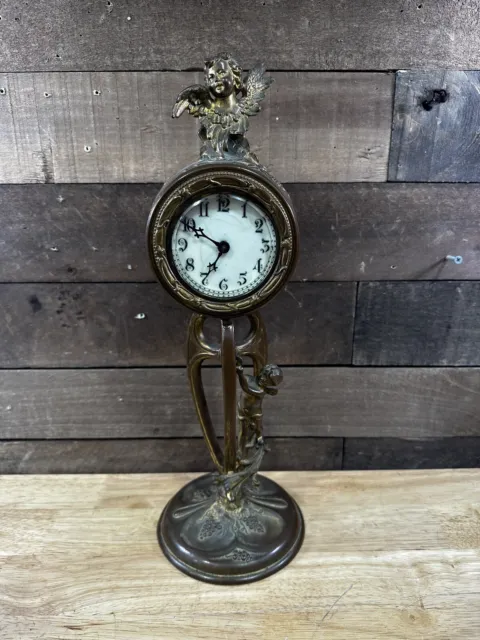 Antique Art Nouveau, French Bronze Figural Clock 19th Century