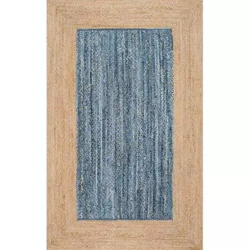 Rug Natural Jute Denim Braided Style Modern Carpet Handmade Rustic Look Area Rug