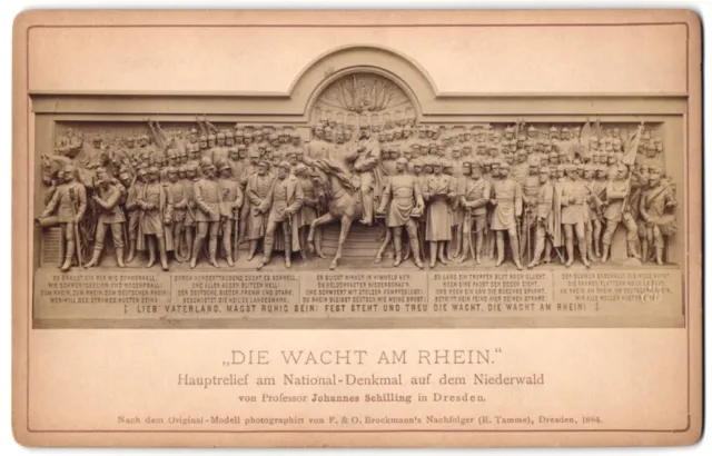 Fotografie F. & O. Brockmann, Dresden, Ansicht Rüdesheim, Relief Die Wacht am R