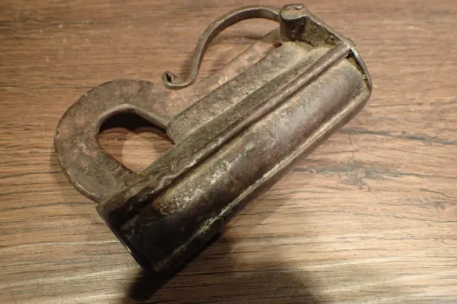 Large antique forged iron pad lock " Bolt lock" 17th century