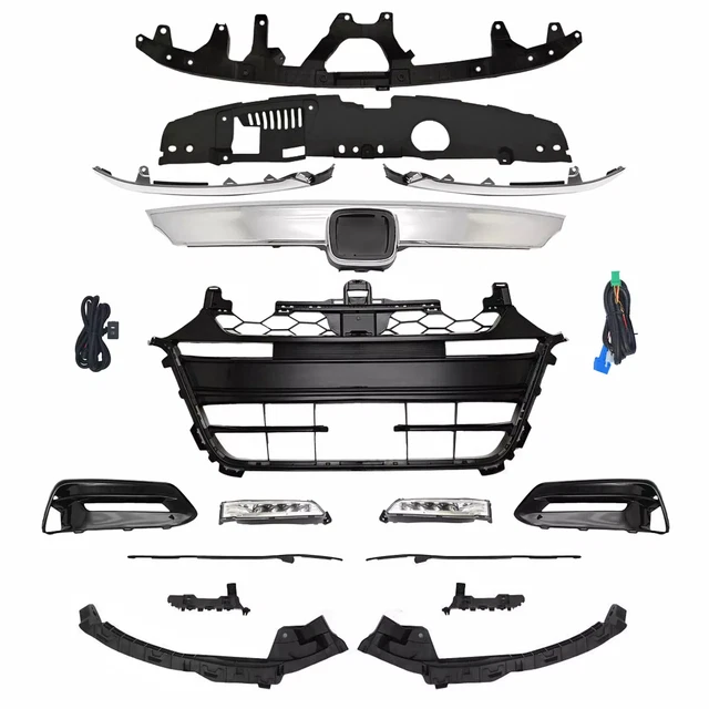 16Pcs Front Grille & Fog Light Trim Kit For Honda Accord 2018-2020 – KARPAL Chrome & Black