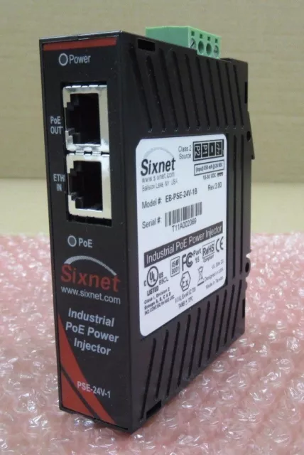 Sixnet Industrial PoE Power Injector EB-PSE-24V-1B 24V-48V, Mode A