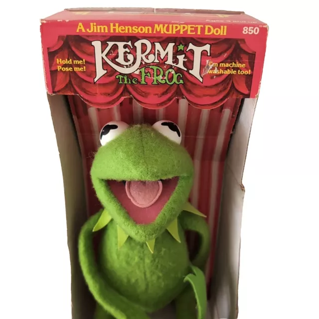 VTG Kermit the Frog Jim Henson Muppet Doll Fisher-Price 1976 Plush w/Box 850