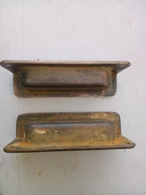 2 Vintage Marshall Brass Recessed Chest/Drawer Handles #8153 5 X 1 3/4 X 1 1/4 3