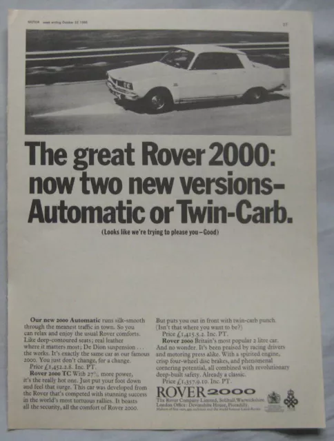 1966 Rover 2000 Original advert No.3