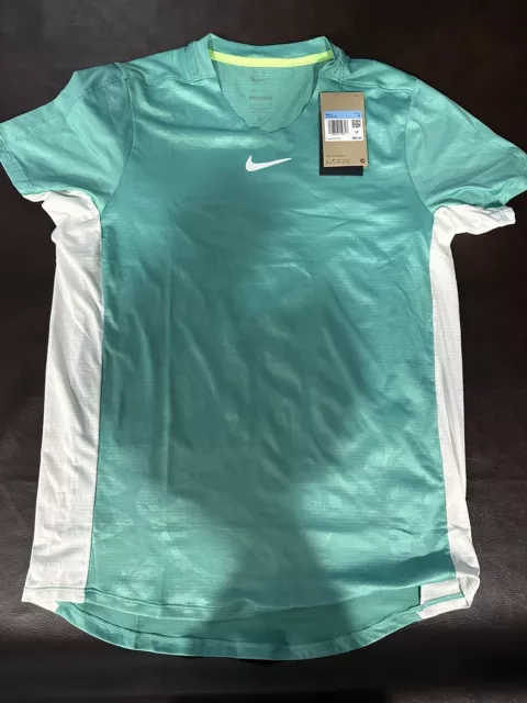 Nike Court Dri Fit Advantage Printed Shirt Teal Tennis NWT Men’s Medium M $80