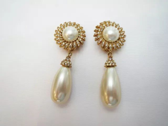 GORGEOUS CINER PEARL Drop & Cabochon Diamante Clip Earrings -- Just ...