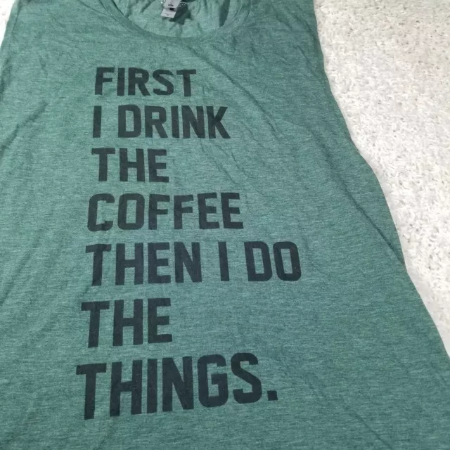 Fifth Sun First I Drink Coffee Then I Do Stuff Women's Juniors Tank Size XL 2