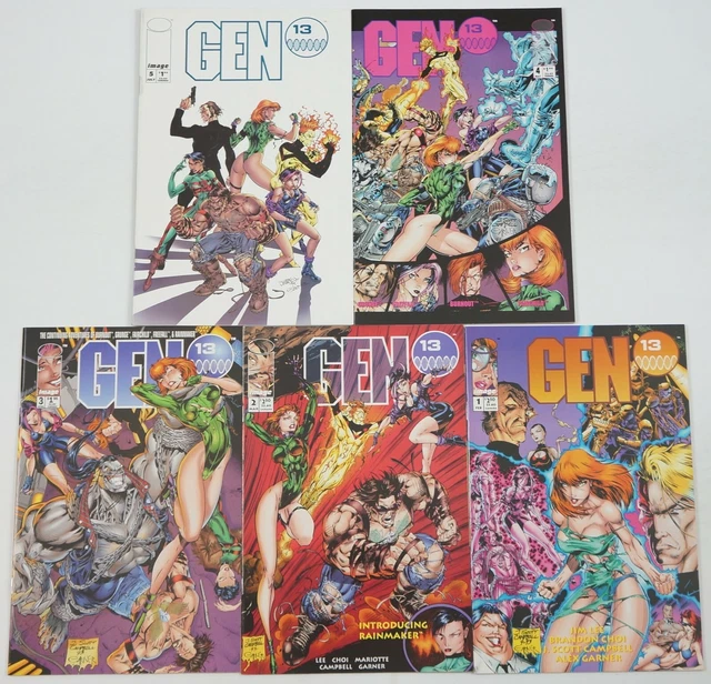 Gen 13 #1-5 VF/NM complete series - J. Scott Campbell Jim Lee mini series 2 3 4