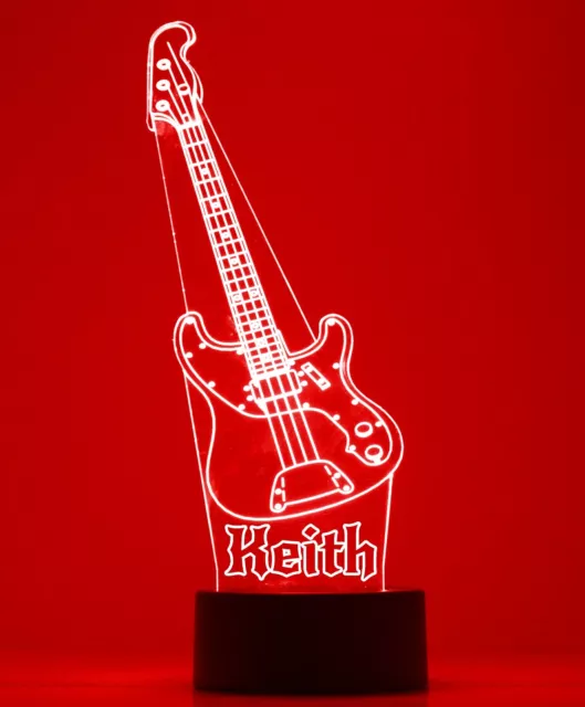 Guitar Personalized LED Night Light, 16 Colors with Remote, Musician Lamp