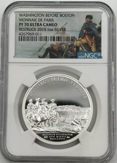 2015 Washington Before Boston Silver Medal Paris Mint NGC PF70 Ultra Cameo
