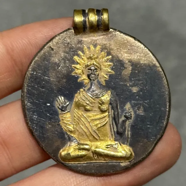 Ancient Indo Greek Ghandara Culture Solid Silver 18k Gold Pendant