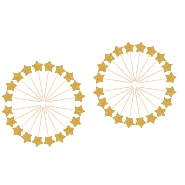 72 piezas Papel Estrella Pastel Topper Brillo Pastel Decoración