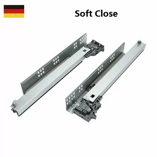 1-10x SCHUBLADENSCHIENEN Auszugschienen Vollauszug Schienen mit Soft Close Stahl