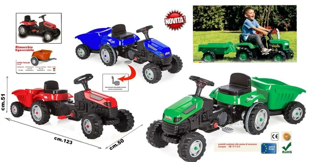 Trattore A Pedali Per Bambini HOMCOM Con Rimorchio - Giallo, Per 3+ Anni, Fino A 35 Kg