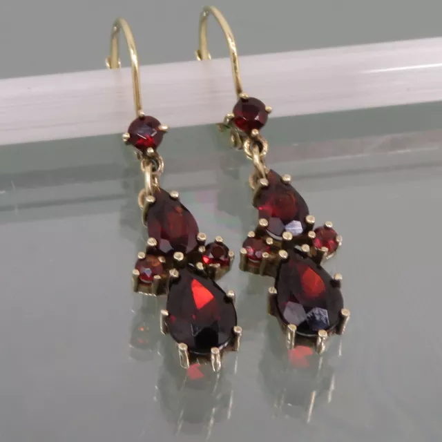 GRANAT SILBER OHRRINGE °  925 /1000 Sterling Silber vergoldet ° GARNET EARRINGS