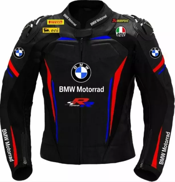 BMW MOTORRAD Motorbike Leather Jacket Motorcycle CE Armored Jacket Black