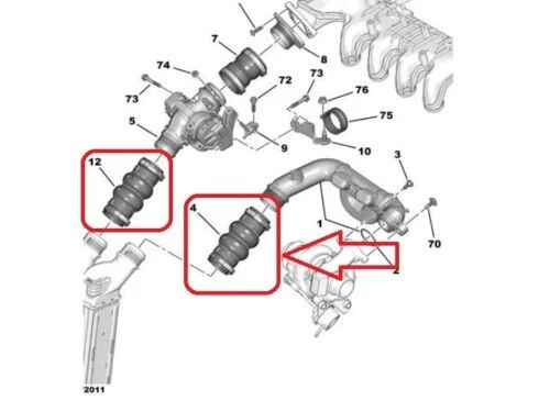 Tubo Motore 1.2l 1.6l Tubo Aria Carica Turbo Per Citroën Peugeot 1.2L-1.6L 2007-2021 - 9801280680 Tubo Turbo Ricambio Auto - 5