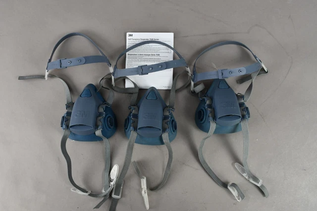 Lot Of 3 3M Reusable Respirator Half Face Piece 7502 Medium