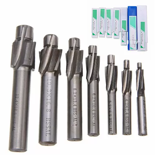 7tlg Kegelsenker Senkbohrer Schaftfräser HSS Flachsenker Drill Bit M3.2-M12.4 XS