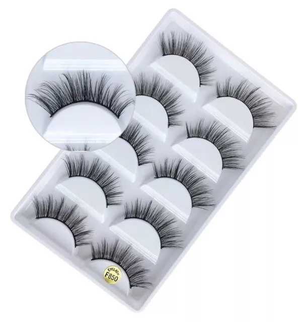 5 Pairs False Eyelashes Long Thick Natural Fake Eye Lashes Set Mink Makeup UK