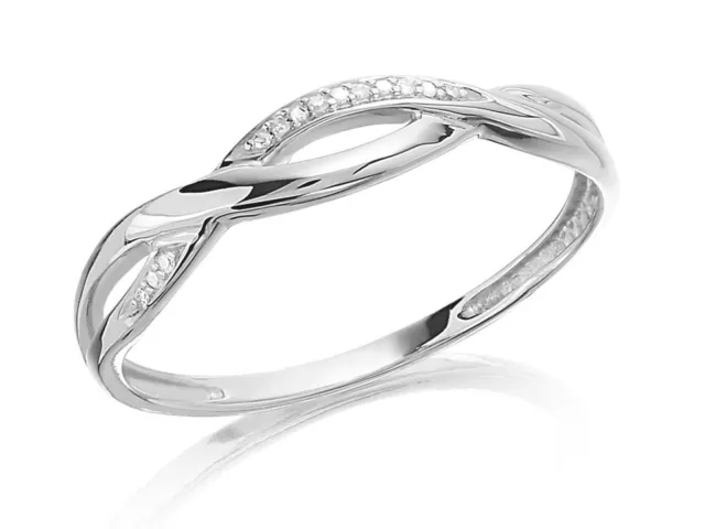 F.Hinds Womens Jewellery 9ct White Gold Diamond Wave Ring