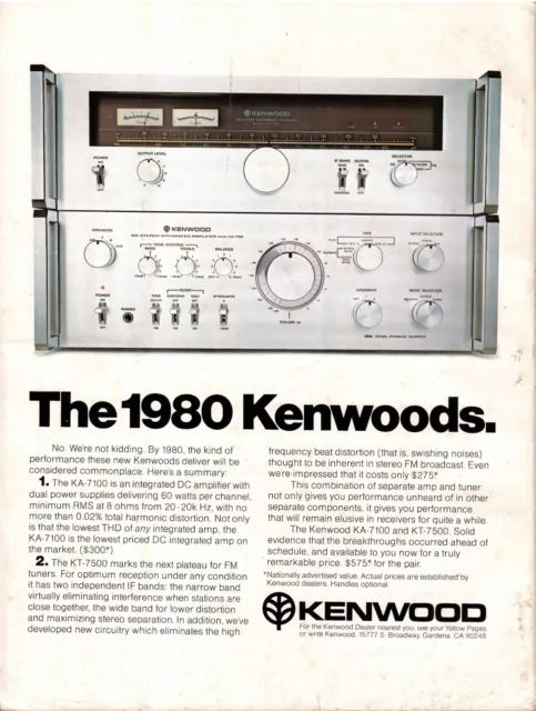 Vintage Kenwood Amplifier and Tuner ad - High Fidelity 07/1978