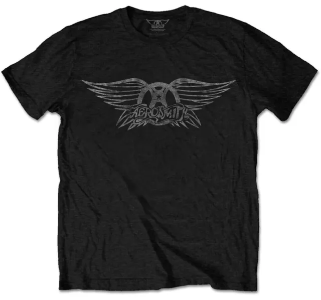 Aerosmith 'Vintage Logo' (Noir) T-Shirt - NOUVEAU ET OFFICIEL!