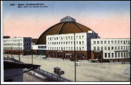 SCHWEIZ ~1920 BASEL Bâle Strasse a.d. Großmarkthalle AK alte Postkarte Suisse