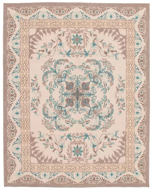 Traditional Hand woven Carpet 7'9" x 9'9" Flat Weave Kilim Rug
