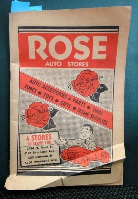 1950s vintage ROSE AUTO STORES CATALOG bicycles tools WHIZZER parts horn sports