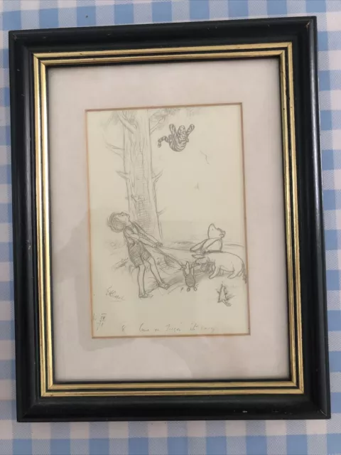 Ernest Howard Shepard Pencil Illustration Print “come On Tigger It’s Easy”