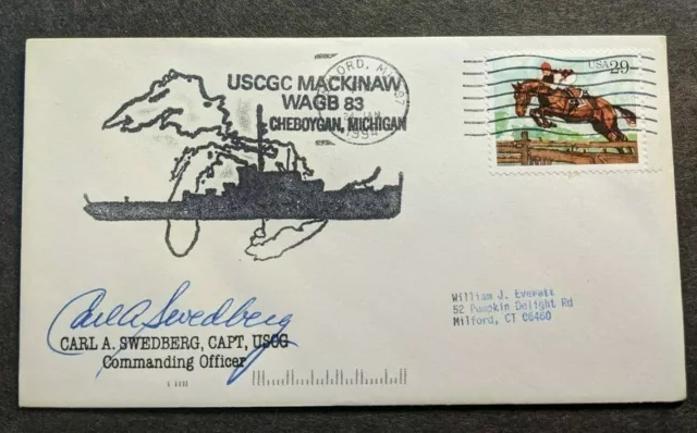 USCGC MACKINAW WAGB-83 Naval Cover 1994 SIGNED by CO Cachet MICHIGAN