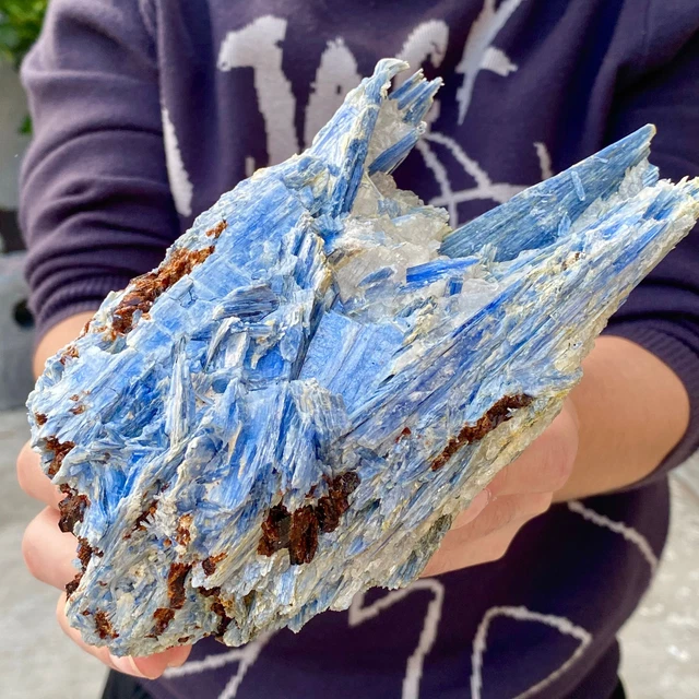 3.8LB Rare!! Natural beautiful Blue KYANITE with Quartz Crystal Specimen Rough. 2