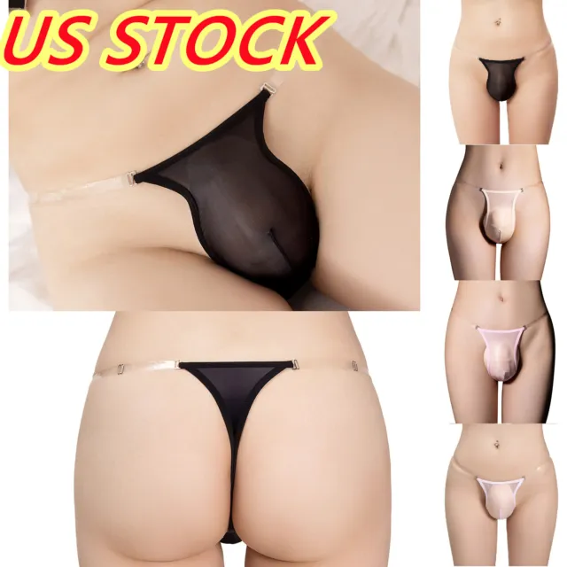 US Mens See-Through Bulge Pouch G-string Thong Low-Rise T-back Micro Underwear