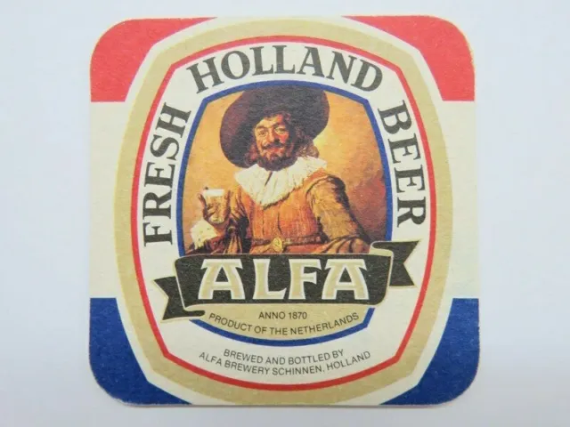 Beer Coaster ~ Alfa Bierbrouwerij Edel Pils Bier ~ Schinnen, HOLLAND ~ Est 1870