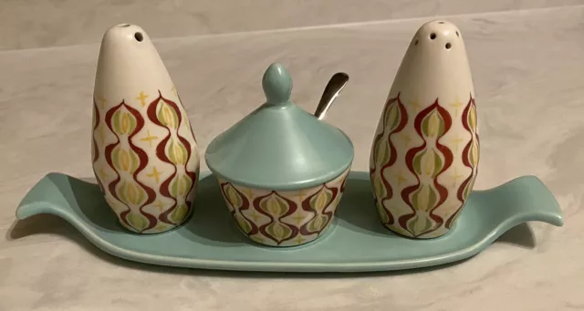 Poole Pottery Twintone Cruet Set 1959-67 Backstamp Vintage Retro Deco Design