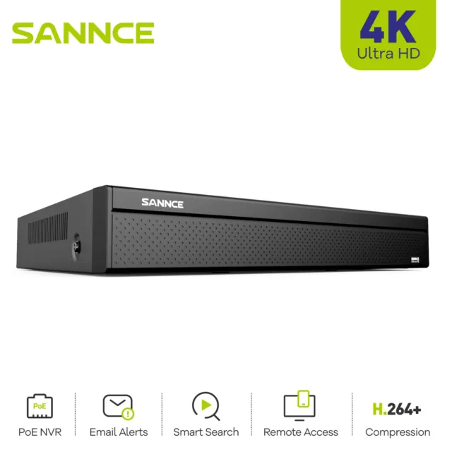 SANNCE 16CH 4K POE Security NVR 8MP Video Recorder For Camera System IP Network