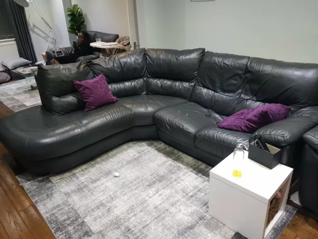 DFS DARK GREY leather corner sofa 409.00 PicClick UK