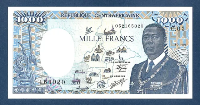 (DN) Central African Republic 1000 Francs 1986 P-16 First Issue Date AU