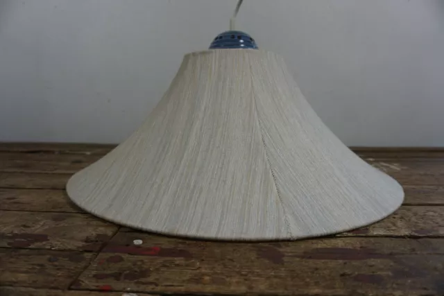 Mid Century 70s lamp Lampe Deckenlampe Stoff Keramik E27 53cm -  80er