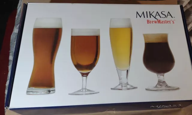 Mikasa Brewmasters 4-Piece Varietal Beer Glass Set NIB