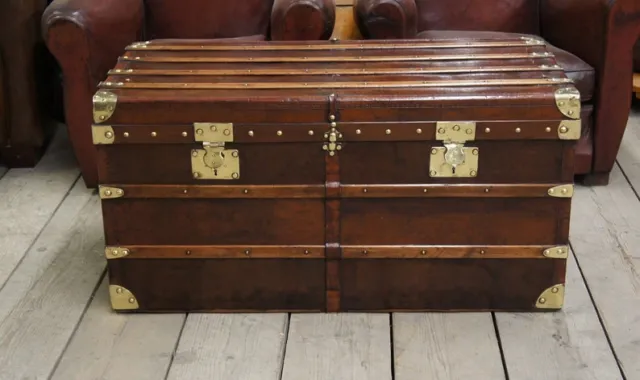 Brown Finished Antique Useful milliner Designer canvas side table trunks Gift