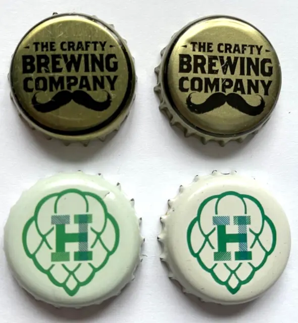 4 Kronkorken bottle caps The Crafty Brewing Co. Ireland, Tilmans Biere Germany