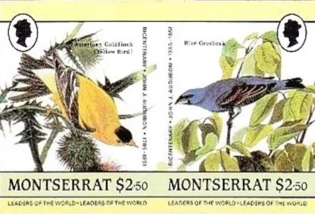 Montserrat #SG663v-SG664v 1985 Audubon American Goldfinch Blue Grosbeak [583v]